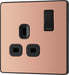 BG Evolve PCDCP21B 13A Single Switched Power Socket - Polished Copper (Black) (5 Pack) - westbasedirect.com