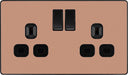 BG Evolve PCDCP22B 13A Double Switched Power Socket - Polished Copper (Black) (5 Pack) - westbasedirect.com