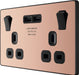 BG Evolve PCDCP22U3B 13A Double Switched Power Socket + 2xUSB(3.1A) - Polished Copper (Black) - westbasedirect.com
