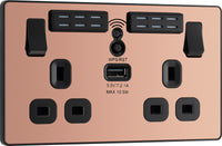 BG Evolve PCDCP22UWRB 13A Double Switched Power Socket + WiFi Extender + 1xUSB(2.1A) - Polished Copper (Black)