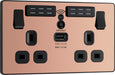 BG Evolve PCDCP22UWRB 13A Double Switched Power Socket + WiFi Extender + 1xUSB(2.1A) - Polished Copper (Black) - westbasedirect.com