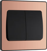 BG Evolve PCDCP42WB 20A 16AX 2 Way Double Light Switch, Wide Rocker - Polished Copper (Black) - westbasedirect.com
