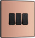 BG Evolve PCDCP43B 20A 16AX 2 Way Triple Light Switch - Polished Copper (Black) - westbasedirect.com