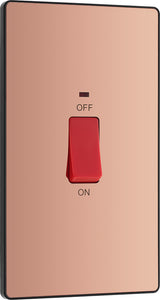 BG Evolve PCDCP72B 45A Double Pole Rectangular Switch with LED Power Indicator - Polished Copper (Black) - westbasedirect.com