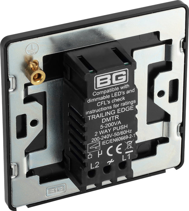 BG Evolve PCDCP81B 2-Way Trailing Edge LED 200W Single Dimmer Switch Push On/Off - Polished Copper (Black) - westbasedirect.com