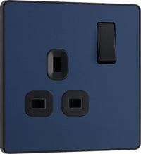 BG Evolve PCDDB21B 13A Single Switched Power Socket - Matt Blue (Black)