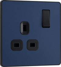 BG Evolve PCDDB21Bx5 13A Single Switched Power Socket - Matt Blue (Black) (5 Pack)