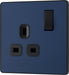 BG Evolve PCDDB21B 13A Single Switched Power Socket - Matt Blue (Black) (5 Pack) - westbasedirect.com