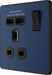 BG Evolve PCDDB21U2B 13A Single Switched Power Socket + 2xUSB(2.1A) - Matt Blue (Black) - westbasedirect.com