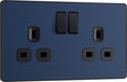 BG Evolve PCDDB22B 13A Double Switched Power Socket - Matt Blue (Black) - westbasedirect.com