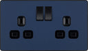 BG Evolve PCDDB22B 13A Double Switched Power Socket - Matt Blue (Black) (5 Pack) - westbasedirect.com
