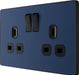 BG Evolve PCDDB22B 13A Double Switched Power Socket - Matt Blue (Black) (5 Pack) - westbasedirect.com