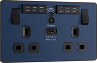 BG Evolve PCDDB22UWRB 13A Double Switched Power Socket + WiFi Extender + 1xUSB(2.1A) - Matt Blue (Black)