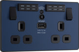 BG Evolve PCDDB22UWRB 13A Double Switched Power Socket + WiFi Extender + 1xUSB(2.1A) - Matt Blue (Black) - westbasedirect.com