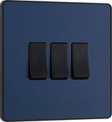 BG Evolve PCDDB43B 20A 16AX 2 Way Triple Light Switch - Matt Blue (Black) - westbasedirect.com