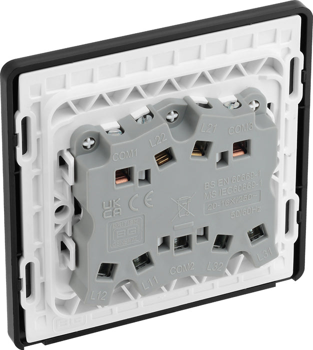 BG Evolve PCDDB43B 20A 16AX 2 Way Triple Light Switch - Matt Blue (Black) - westbasedirect.com