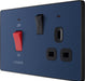 BG Evolve PCDDB70B 45A Cooker Control Socket, Double Pole Switch with LED Power Indicator - Matt Blue (Black) - westbasedirect.com