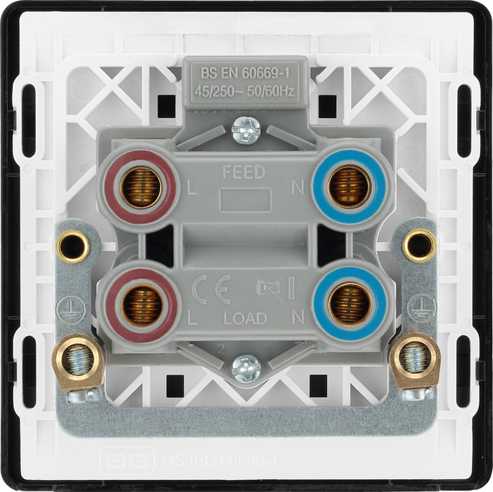 BG Evolve PCDDB74B 45A Double Pole Square Switch with LED Power Indicator - Matt Blue (Black) - westbasedirect.com