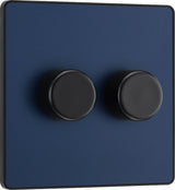BG Evolve PCDDB82B 2-Way Trailing Edge LED 200W Double Dimmer Switch Push On/Off - Matt Blue (Black) - westbasedirect.com