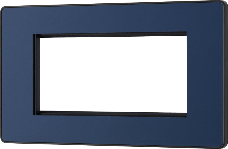 BG Evolve PCDDBEMR4B Quadruple Rectangular Front Plate (100 x 50) - Matt Blue (Black) - westbasedirect.com