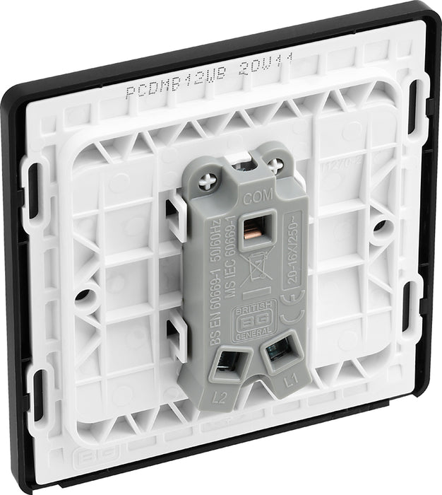 BG Evolve PCDMB12WB 20A 16AX 2 Way Single Light Switch, Wide Rocker - Matt Black (Black) - westbasedirect.com