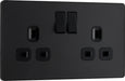 BG Evolve PCDMB22B 13A Double Switched Power Socket - Matt Black (Black) - westbasedirect.com