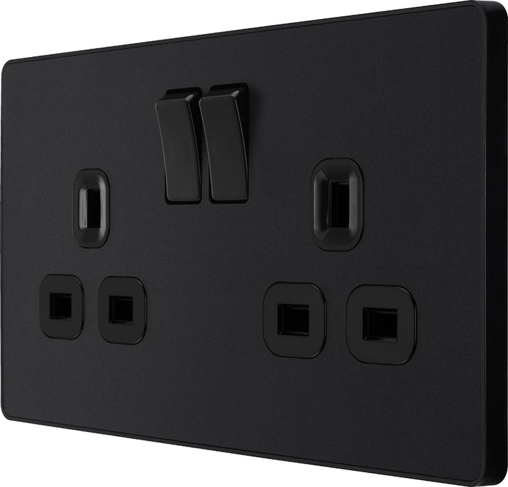 BG Evolve PCDMB22B 13A Double Switched Power Socket - Matt Black (Black) (5 Pack) - westbasedirect.com