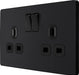 BG Evolve PCDMB22B 13A Double Switched Power Socket - Matt Black (Black) - westbasedirect.com