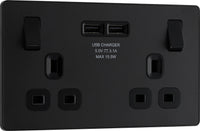 BG Evolve PCDMB22U3B 13A Double Switched Power Socket + 2xUSB(3.1A) - Matt Black (Black)