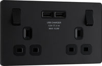 BG Evolve PCDMB22U3Bx5 13A Double Switched Power Socket + 2xUSB(3.1A) - Matt Black (Black) (5 Pack)
