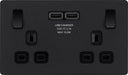 BG Evolve PCDMB22U3B 13A Double Switched Power Socket + 2xUSB(3.1A) - Matt Black (Black) (5 Pack) - westbasedirect.com