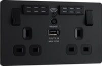 BG Evolve PCDMB22UWRB 13A Double Switched Power Socket + WiFi Extender + 1xUSB(2.1A) - Matt Black (Black)