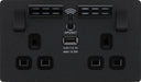 BG Evolve PCDMB22UWRB 13A Double Switched Power Socket + WiFi Extender + 1xUSB(2.1A) - Matt Black (Black) - westbasedirect.com