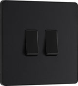 BG Evolve PCDMB42B 20A 16AX 2 Way Double Light Switch - Matt Black (Black) - westbasedirect.com