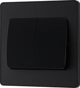 BG Evolve PCDMB42WB 20A 16AX 2 Way Double Light Switch, Wide Rocker - Matt Black (Black) - westbasedirect.com