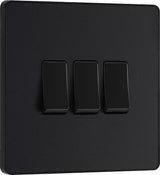 BG Evolve PCDMB43B 20A 16AX 2 Way Triple Light Switch - Matt Black (Black) - westbasedirect.com