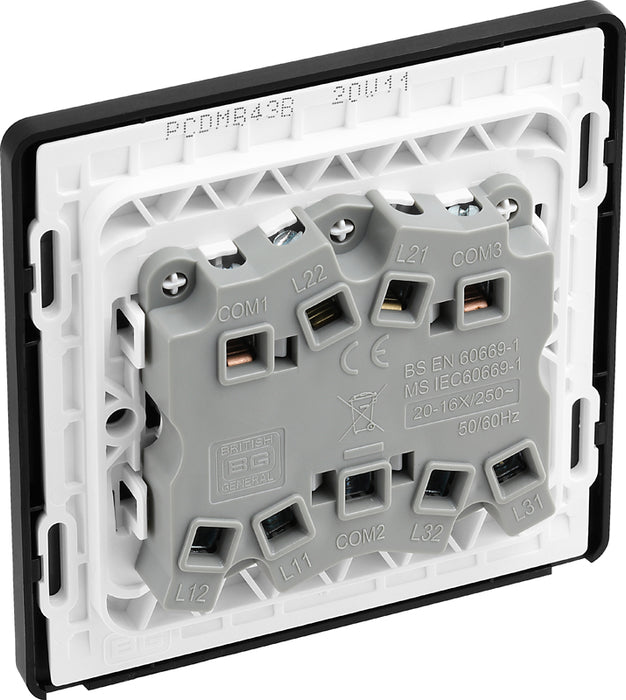 BG Evolve PCDMB43B 20A 16AX 2 Way Triple Light Switch - Matt Black (Black) - westbasedirect.com