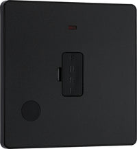 BG Evolve PCDMB54B 13A Unswitched Fused Connection Unit with Power LED Indicator & Flex Outlet - Matt Black (Black)