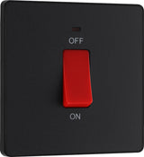 BG Evolve PCDMB74B 45A Double Pole Square Switch with LED Power Indicator - Matt Black (Black) - westbasedirect.com