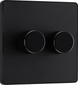 BG Evolve PCDMB82B 2-Way Trailing Edge LED 200W Double Dimmer Switch Push On/Off - Matt Black (Black) - westbasedirect.com