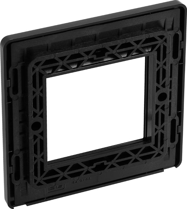BG Evolve PCDMBEMS2B Twin Euro Module Aperture Single Front Plate (50 x 50) - Matt Black (Black) - westbasedirect.com