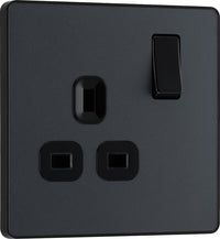 BG Evolve PCDMG21Bx5 13A Single Switched Power Socket - Matt Grey (Black) (5 Pack)