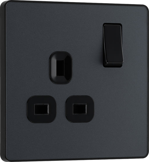 BG Evolve PCDMG21B 13A Single Switched Power Socket - Matt Grey (Black) - westbasedirect.com