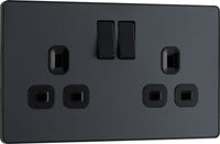 BG Evolve PCDMG22B 13A Double Switched Power Socket - Matt Grey (Black)