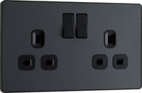 BG Evolve PCDMG22Bx5 13A Double Switched Power Socket - Matt Grey (Black) (5 Pack)