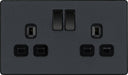 BG Evolve PCDMG22B 13A Double Switched Power Socket - Matt Grey (Black) (5 Pack) - westbasedirect.com