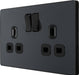BG Evolve PCDMG22B 13A Double Switched Power Socket - Matt Grey (Black) - westbasedirect.com