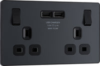 BG Evolve PCDMG22U3B 13A Double Switched Power Socket + 2xUSB(3.1A) - Matt Grey (Black)