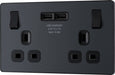 BG Evolve PCDMG22U3B 13A Double Switched Power Socket + 2xUSB(3.1A) - Matt Grey (Black) (5 Pack) - westbasedirect.com