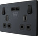 BG Evolve PCDMG22U3B 13A Double Switched Power Socket + 2xUSB(3.1A) - Matt Grey (Black) - westbasedirect.com